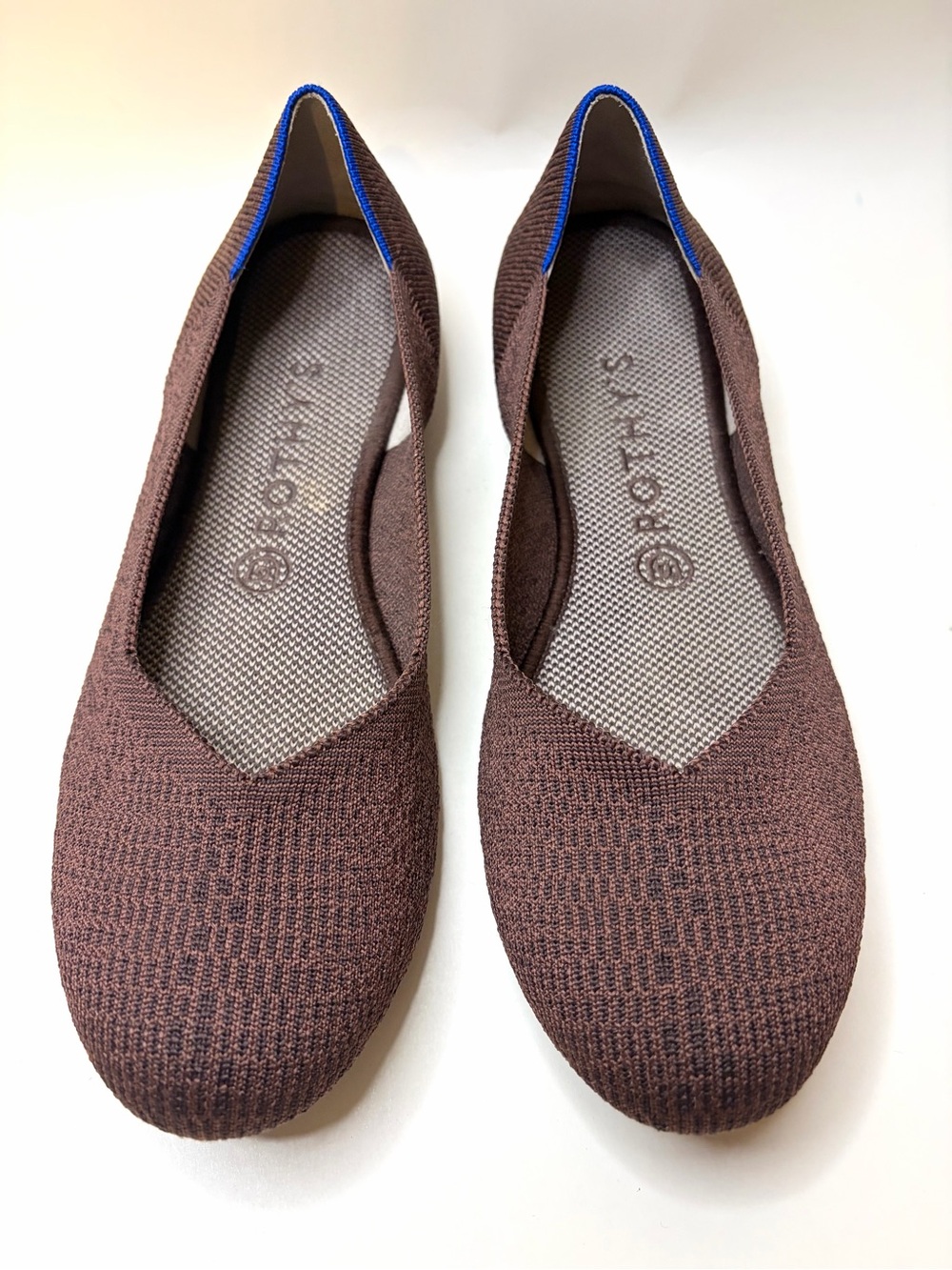 Rothys The Flat Womens 9.5 Mocha Brown Heather Knit Round Toe Ballet Flats